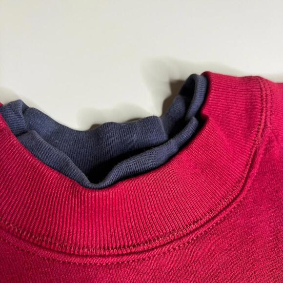 Vintage 90s Fruit of the Loom Red Sweatshirt XL USA Made Paisley Heart Patchwork - Picture 6 of 10